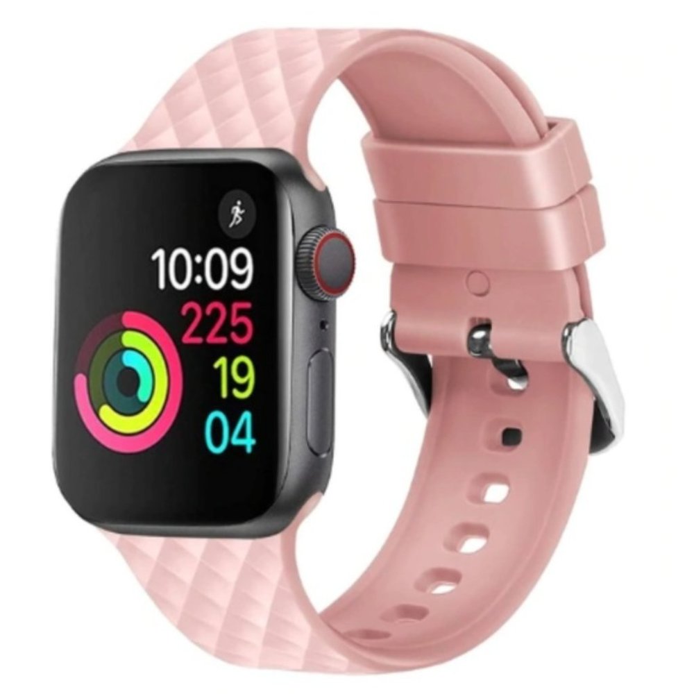 NEW PINK Rhomboid Silicone Band Apple Watch - Picture 1 of 4
